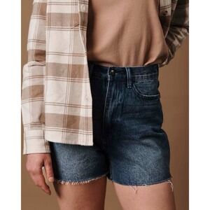 Smith & Rogue No 73 Butte‎ High Rise Denim Shorts Raw Hem Dark Wash Women's 34